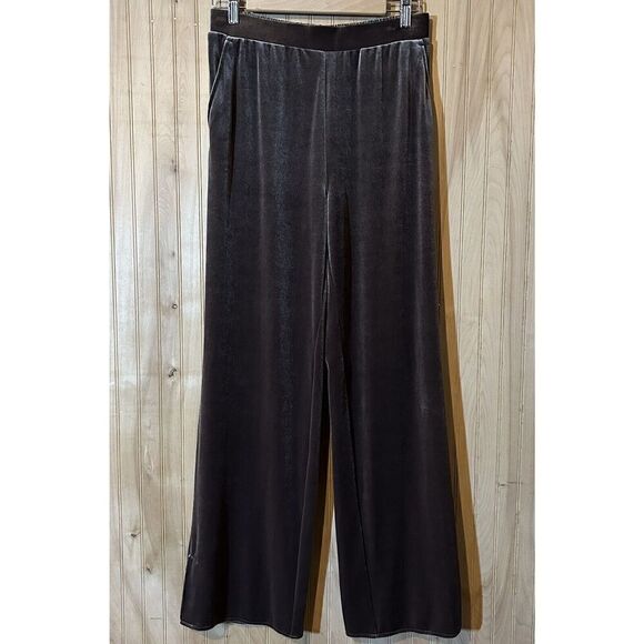 VS-Sport Pants - VS-Sport Brown Velvet Elastic Waist Wide Leg Front Pockets Women's Small